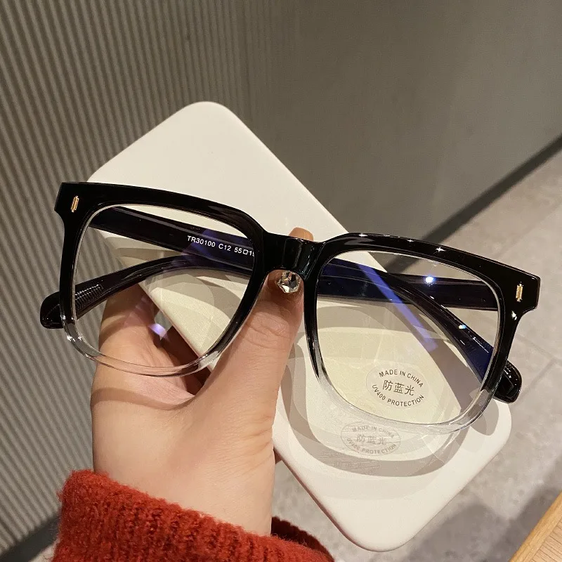 Oversized Myopia Glasses Unisex Vintage Frosted Big Frame Blue Light Blocking Eyewear Shortsight Diopter 0 To -4.0