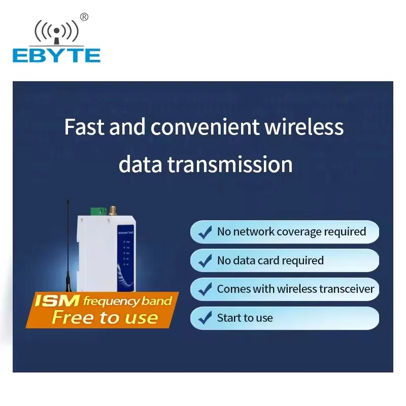 OEM  E95-DTU(400SL22-485) Industrial Modem Rail Radio 5km Long Range Modbus Dtu 433mhz Modem Lora Rs485 Rs232 Wireless