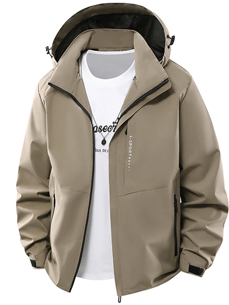 플러스 사이즈 방풍 아웃도어 등산 재킷 봄 가을 신상 캐주얼 스포츠 후드 코트 남성 청소년용 폴리에스터 섬유