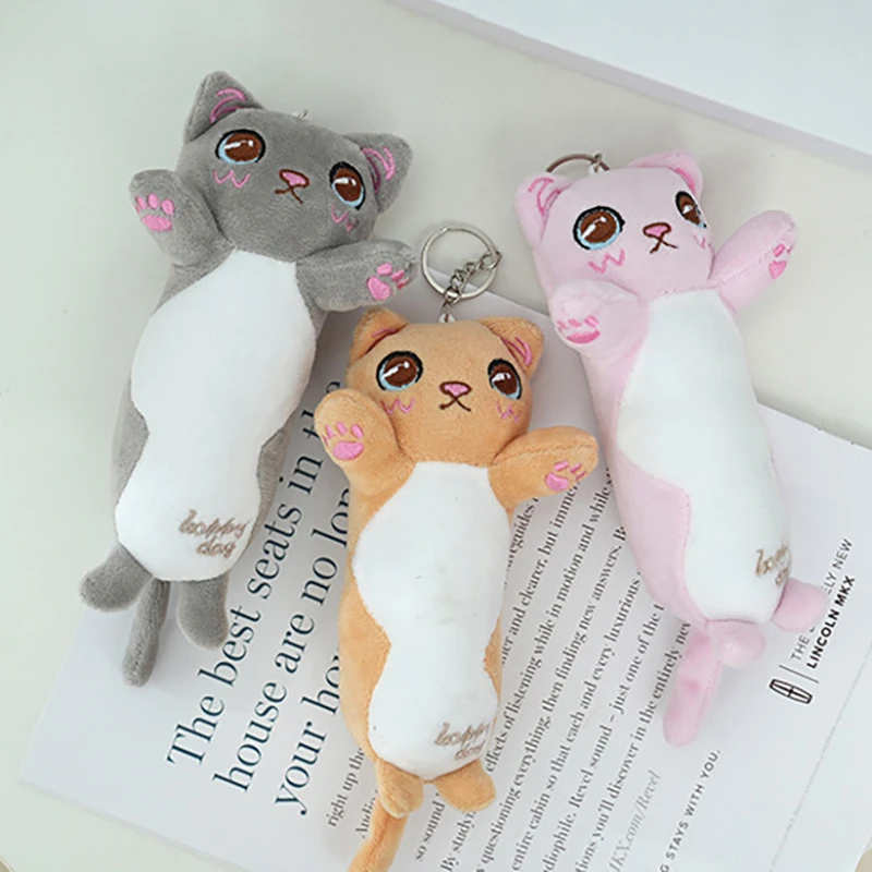 

Cute Long Cat Plush Toys Keychain 15cm Stuffed Soft Doll Key Chain Bag Backpack Decoration Gift For Girls
