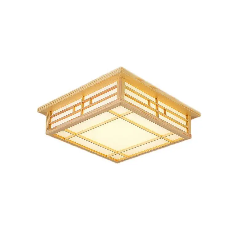 Plafonnier LED Japonais Coréen en Bois Massif, Luminaire Décoratif d\'Nik, Idéal pour un Salon ou une Chambre à Coucher