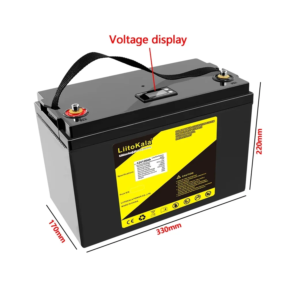 LiitoKala 12.8V 120Ah 12V 100AhLiFePO4 Battery Up to 4000 Deep Cycles with Built-in 100A BMS, for Motor, Solar System