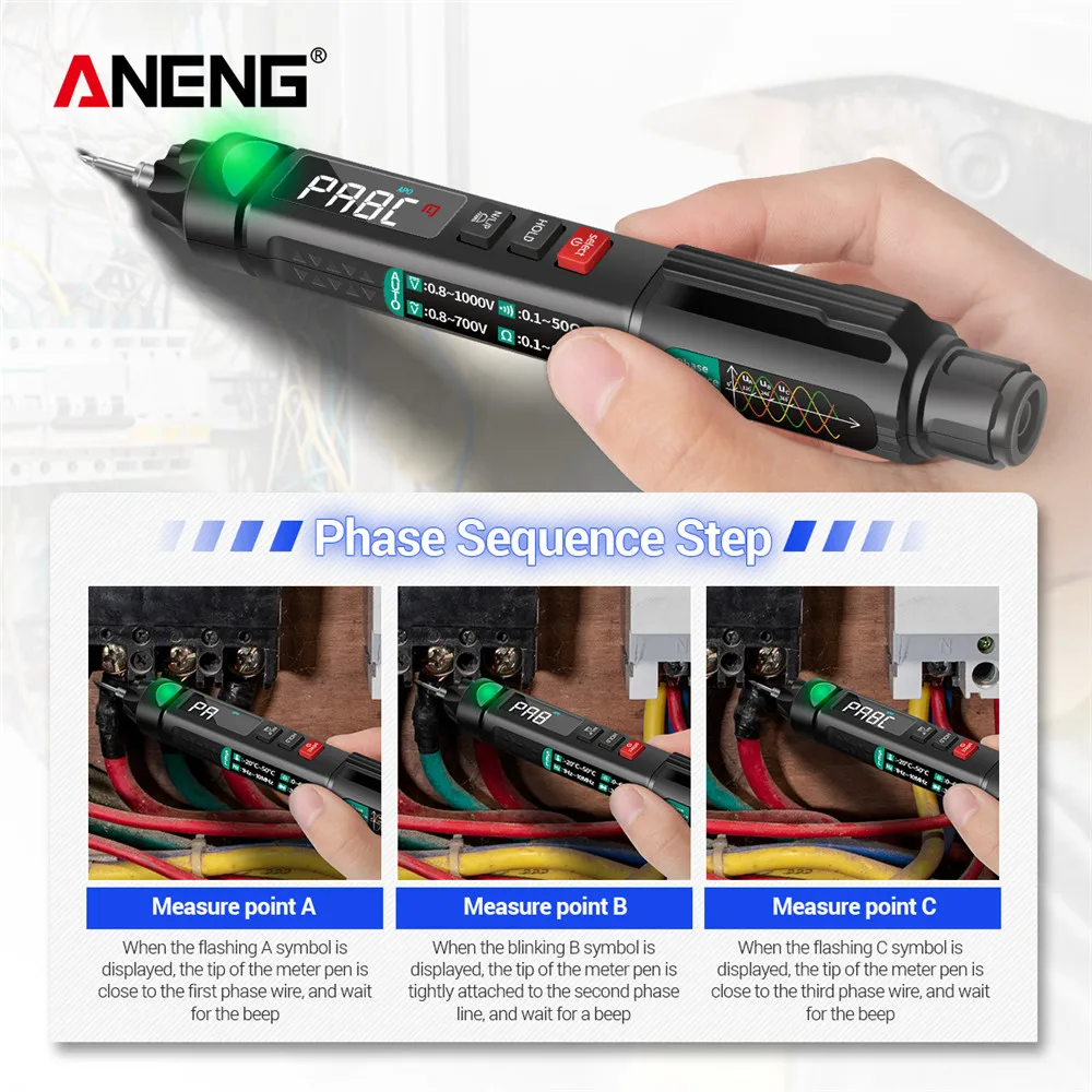 ANENG A3008 Digital Multimeter Auto Intelligent Sensor Pen Tester 6000 Counts NonContact Voltage Meter Multimetre polimetro