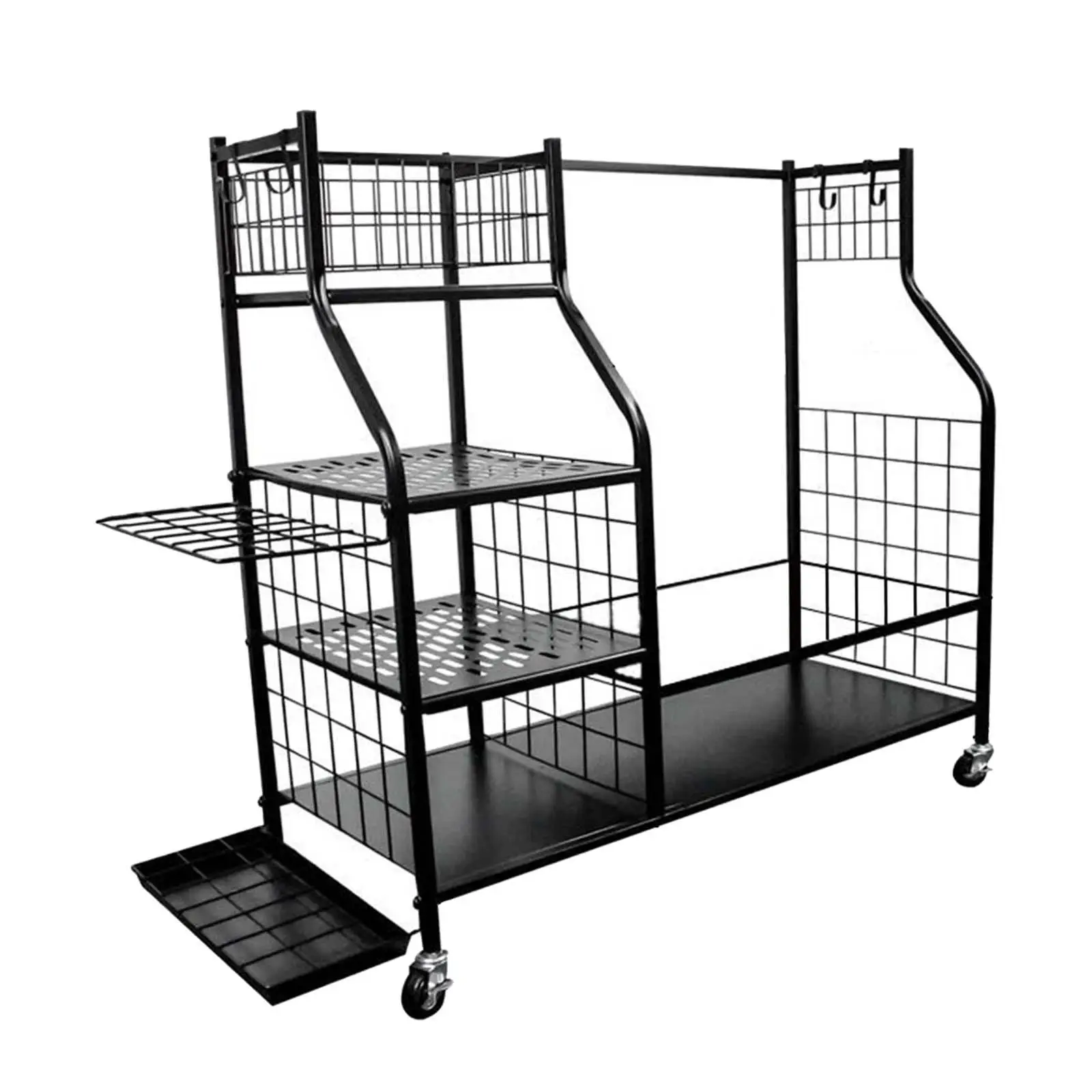 Multi Capacity Golf Storage Rack with Removable Side Organizer for Garage Shed Indoor Outdoor Accessories