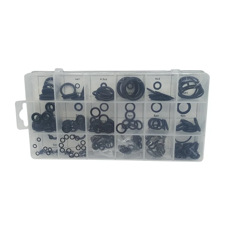 【Must-Haves】225PC Black Leather O-Ring Set Sealing Ring Corrosion Resistant Butyl Rubber Pressure Resistant