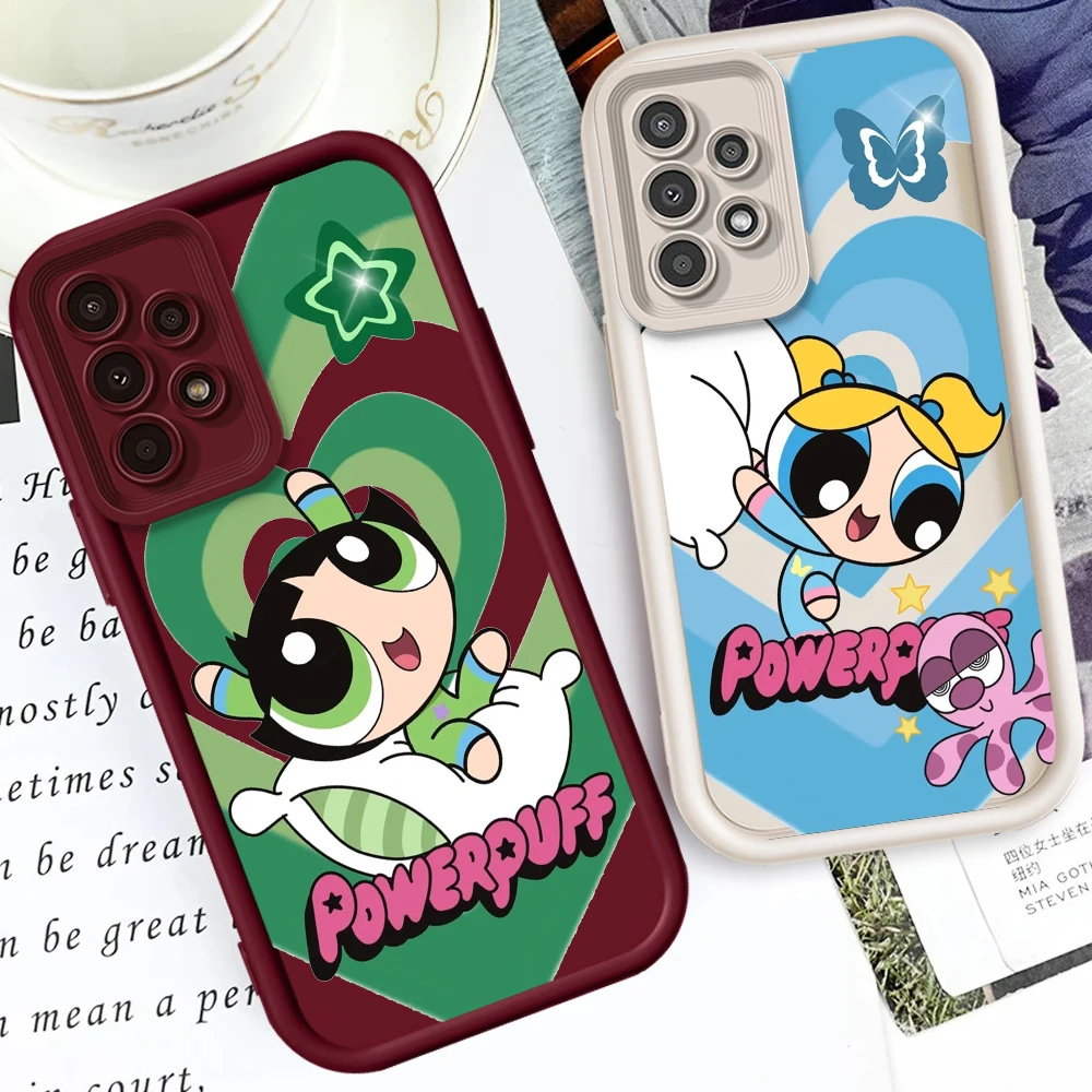 The P-Powerpuffs Girls Carton For Samsung A73 A71 A54 A53 A52 A51 A33 A32 A21S A14 A13 A12 A03 A04 A05 5G Eye Ladder Back