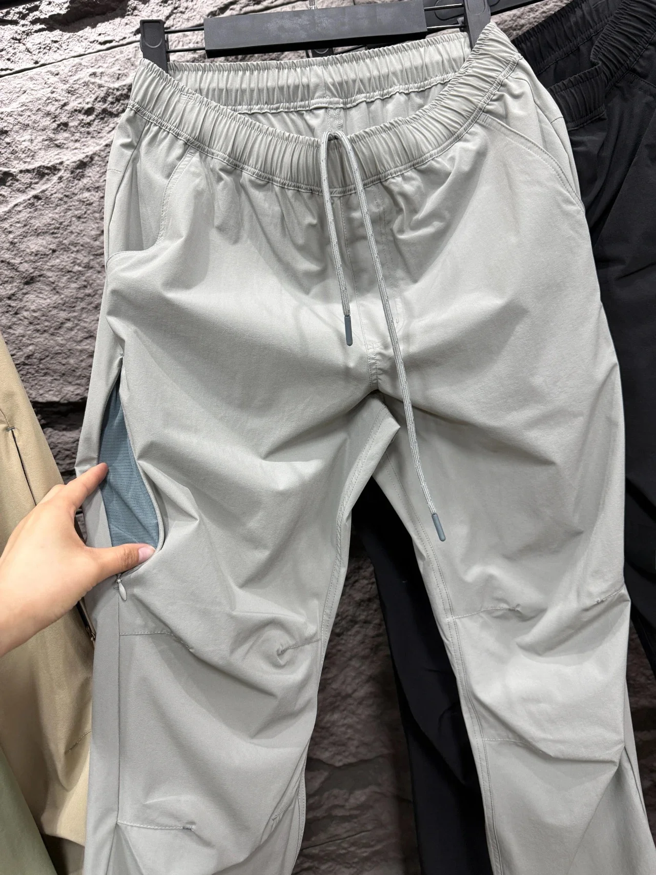 

Spring Summer Lightweight Elastic Breathable High End Versatile Sports Casual Pants Straight Leg Zipper mid Waist Long Trousers