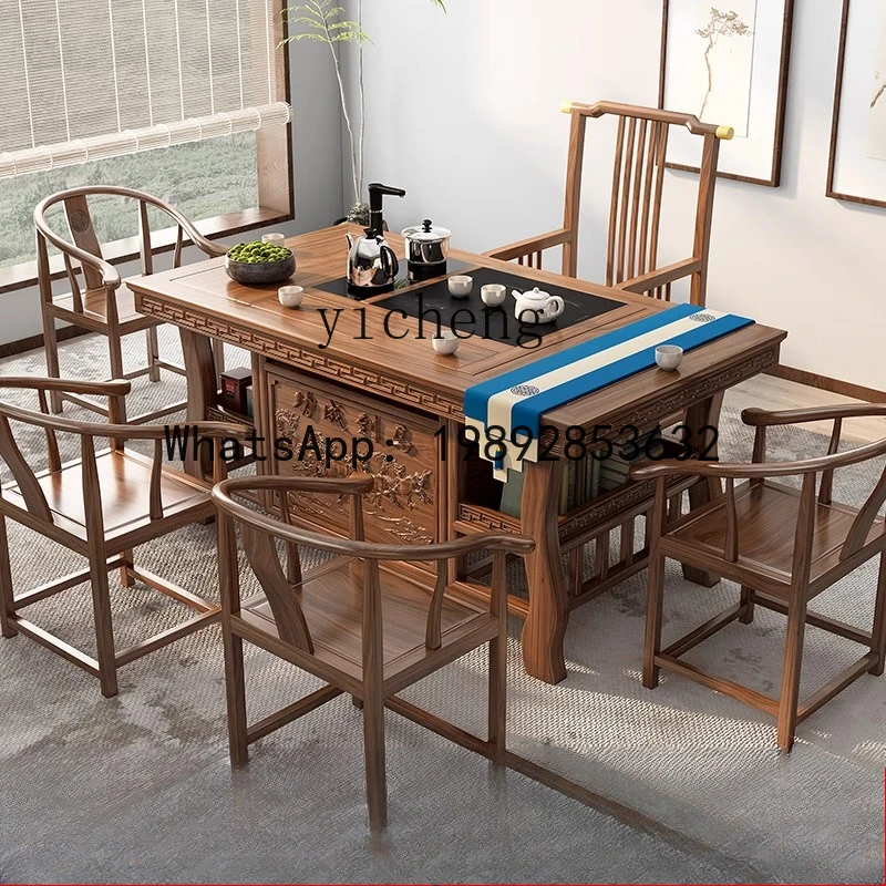 BB  tea table and chair combination solid wood kung fu small tea table home balcony fully automatic set
