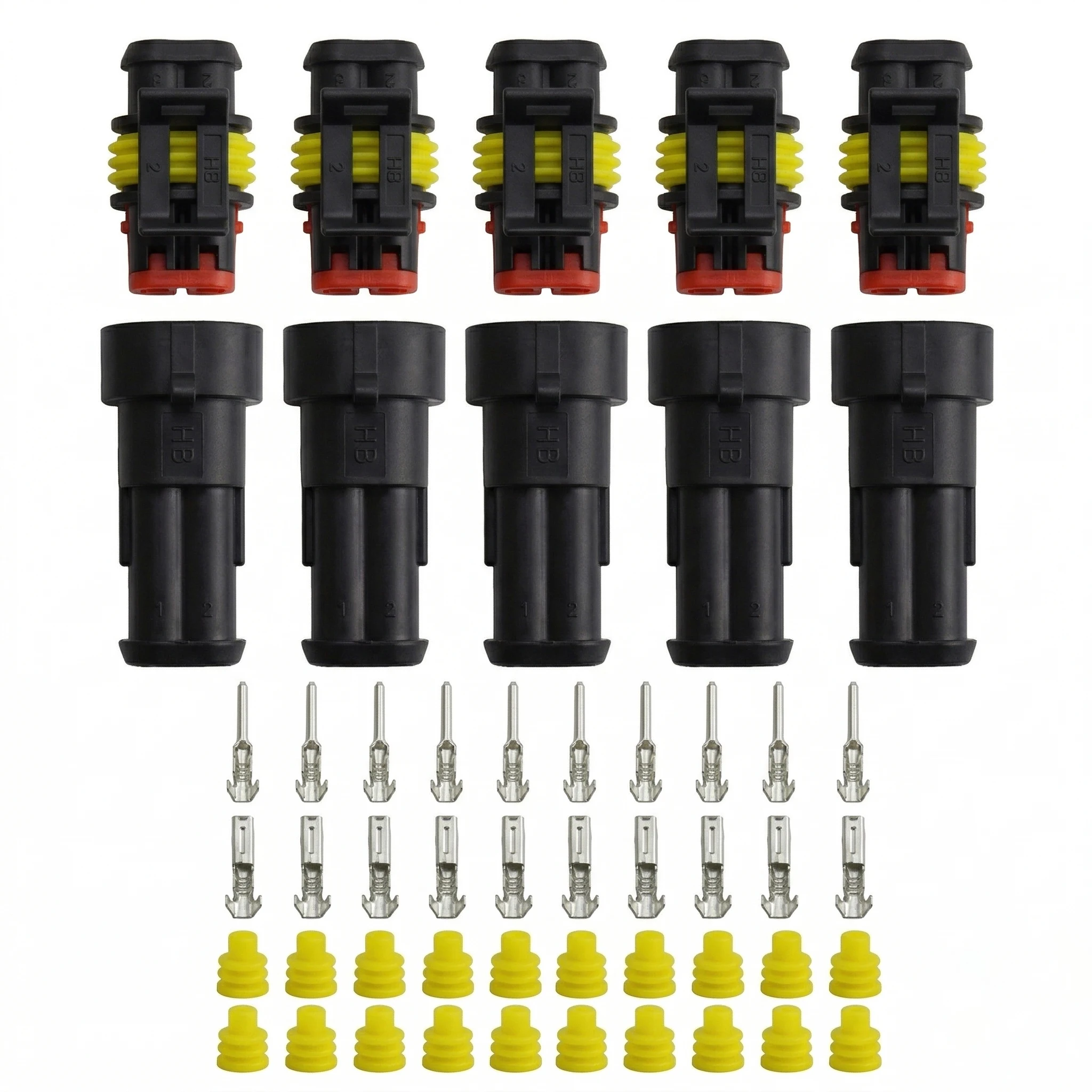Way AMP Super seal Waterproof Electrical Wire Connector Plug for car waterproof connector 5sets Kit 2 pin 2 pins