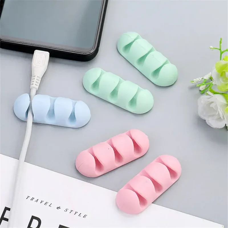 Cable Organizer Silicone USB Cable Winder Desktop Tidy Management Clips on Desk Cable Cord Holder for Mouse Headphone Computer