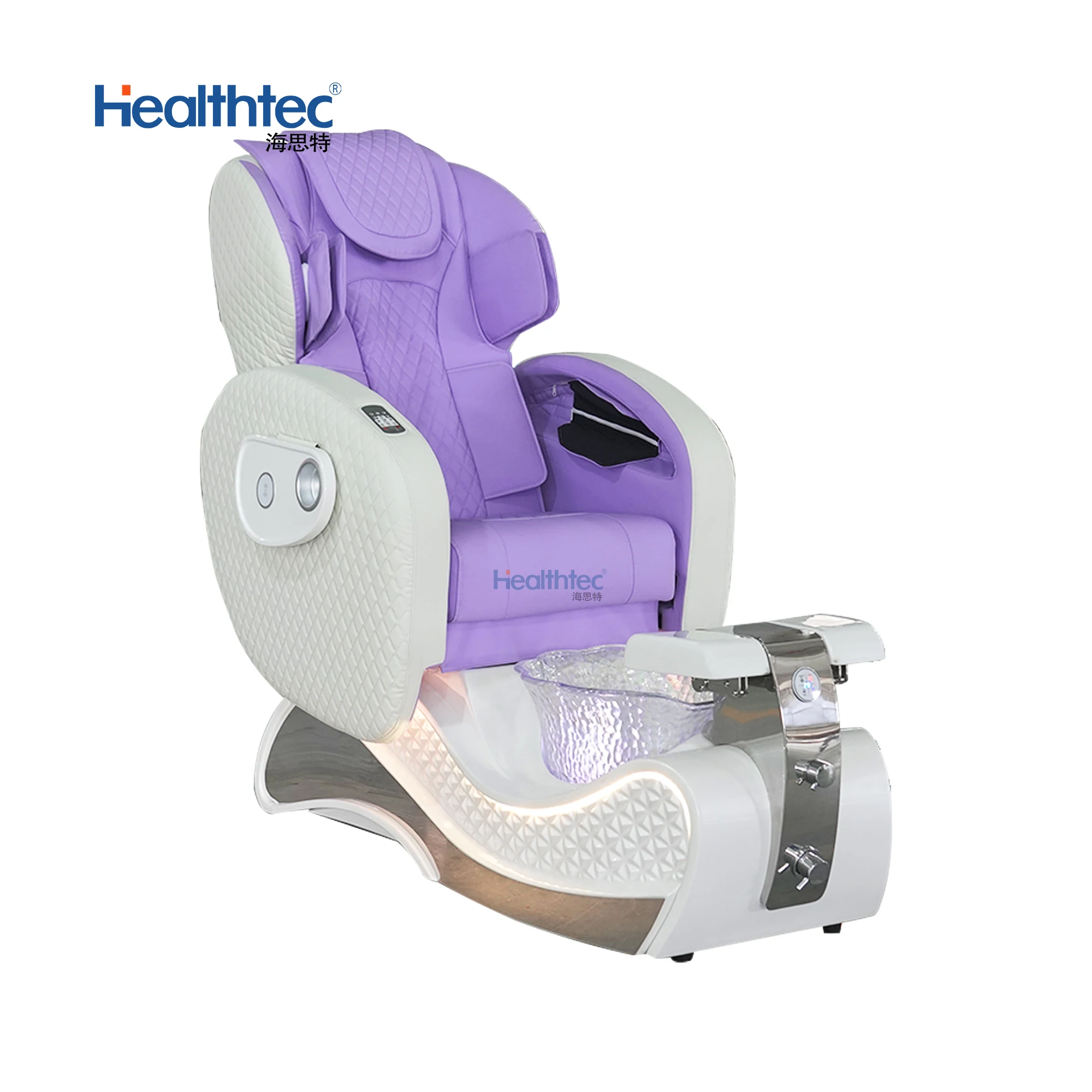Salon High End Reclining Foot Spa Pedicure Chair Massage Luxury Stainless Steel Nail Salon Use 7 Colors LED Lamp Automatic