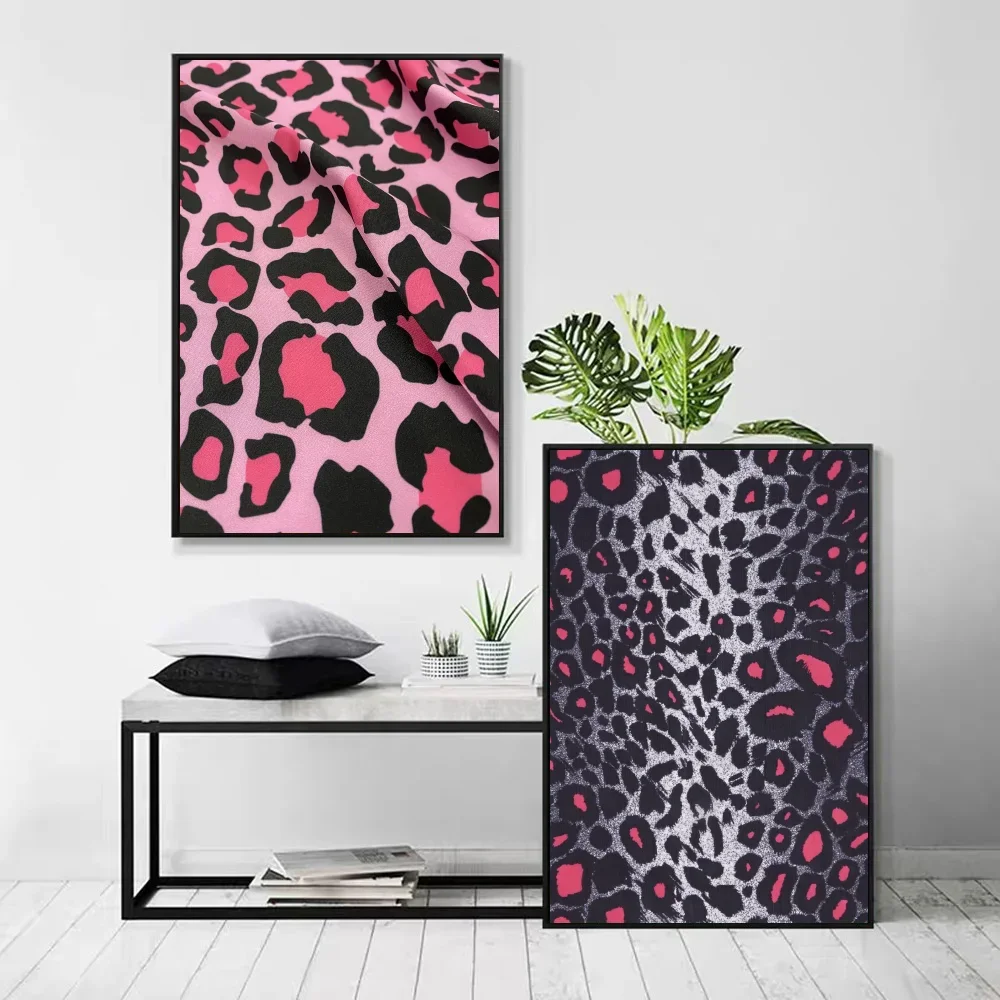 1pc Abstract Pink Leopard Eyes Hand Tiger Flower Classic Vintage Poster Self-adhesive Art Waterproof Paper Sticker Wall Decor