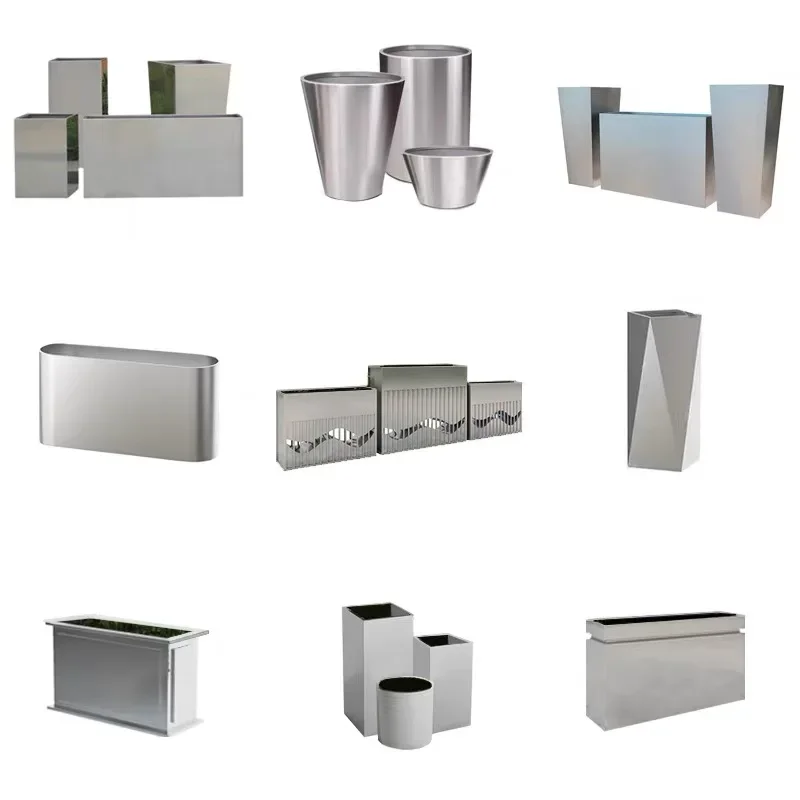 

Stainless steel flower box pot outdoor finished bed slot outside the commercial street