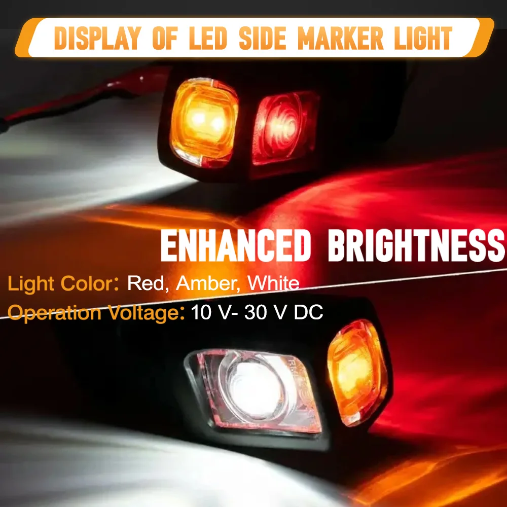 

1pair Left and Right 10-30 V DC 4LEDs Side Marker Light Indicator Lamp Universal For Trucks Tailers Vans Tail Light Assembly