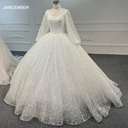 2024 Elegant Long Sleeves Women Wedding Dresses Sexy Ball Gown Bridal Gowns Mopping Length Party Vestido De Novia Customized
