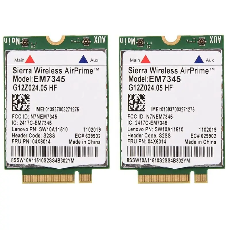 2X Network Card, EM7345 4G LTE WWAN Card Module For Thinkpad X250 X1C W550 T450 X240 T440 Support For LTE/HSPA+ /EMEA-Y18A