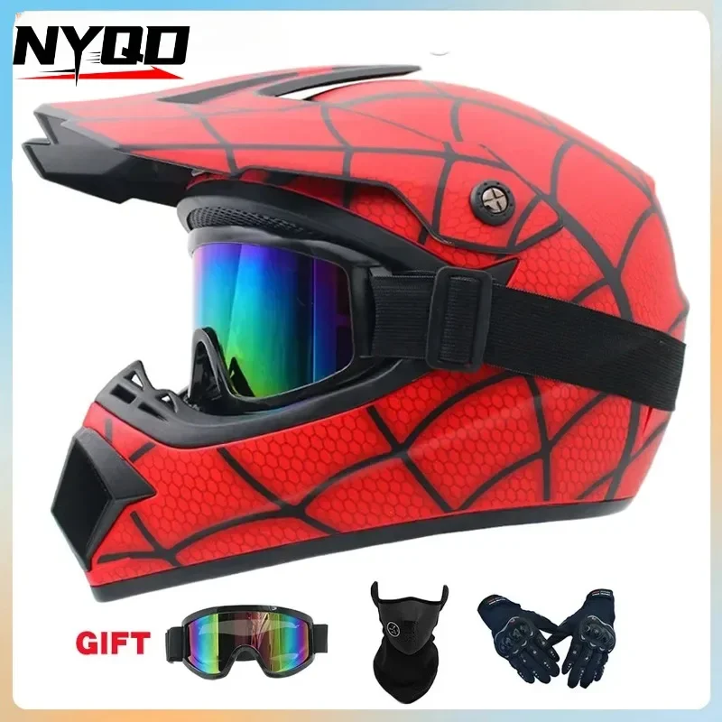 Children Motorcycle Helmet Spider Off-road Helmet Downhill AM DH Cross Capacetes Motocross Cascos Racing Summer Racing DOT Kids