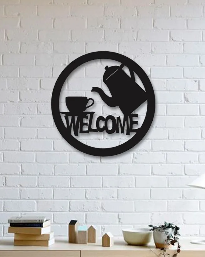 

Welcome - Welcome Table Designed Decorative Metal Wall Decor Black Wall Décor,Living Room, Bedroom, Kitchen, bathroom Interior