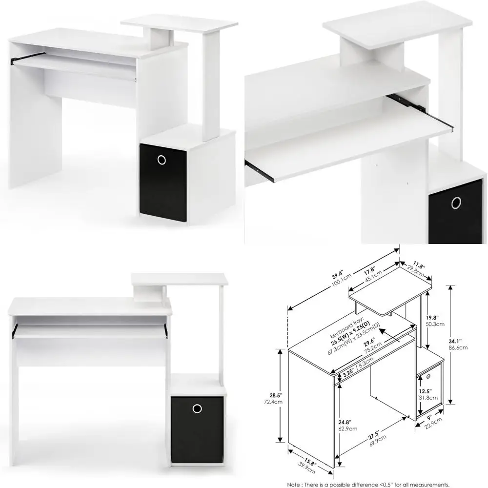 Versatile Home Office Desk for Computer Work in White and Black