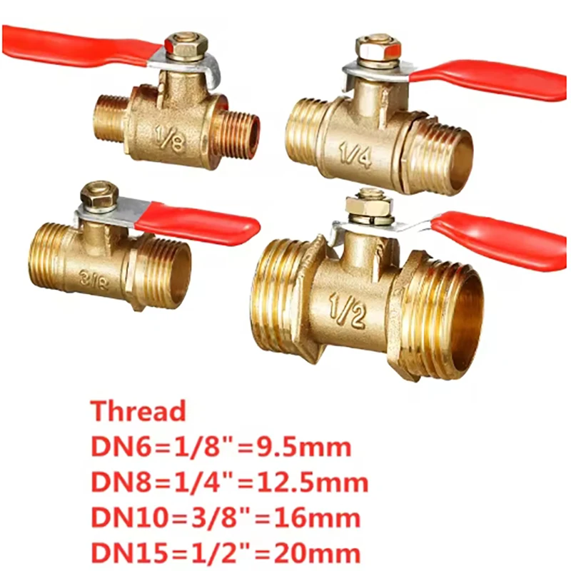 

Brass ball valve 1/8" 1/4'' 3/8'' 1/2'' Male Thread Ball Valve Brass Connector Joint Copper Pipe Fitting Coupler Adapter