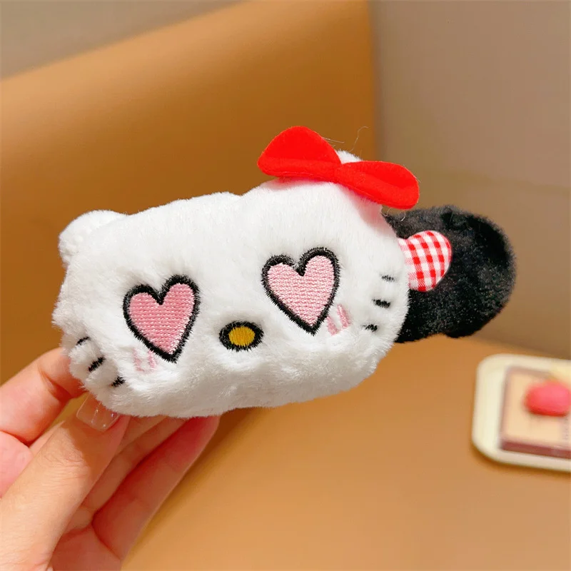Hello Kitty Plush Big Hair Clip Sanrio KT Cat Eoticon Soft Filled Doll Hairpin Hair Barrettes Kawaii Headwear Hair Accessories