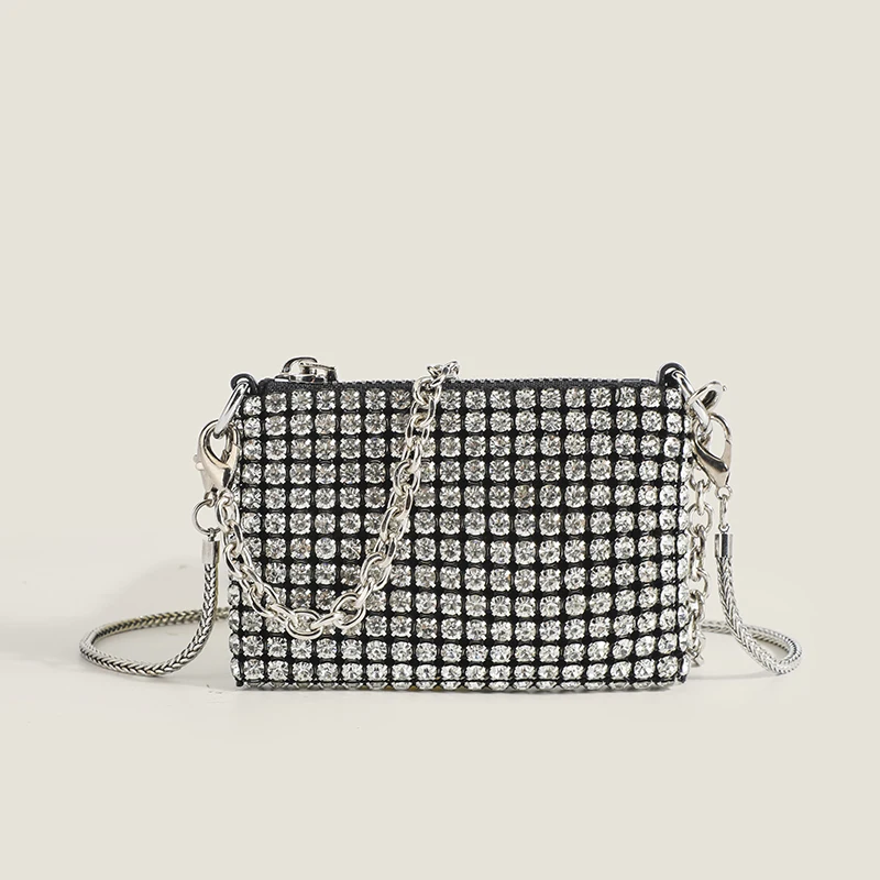 

Small Designer Handbags for Women 2023 Rhinestones Purses for Lipstick Coin Card Party Chain Mini Evening Shoulder Bags