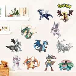 New Pokemon Cartoon Animation Wall Sticker Charizard MAX 3D Sticker Children's Room PVC Decorative Pokémon Wall Painting