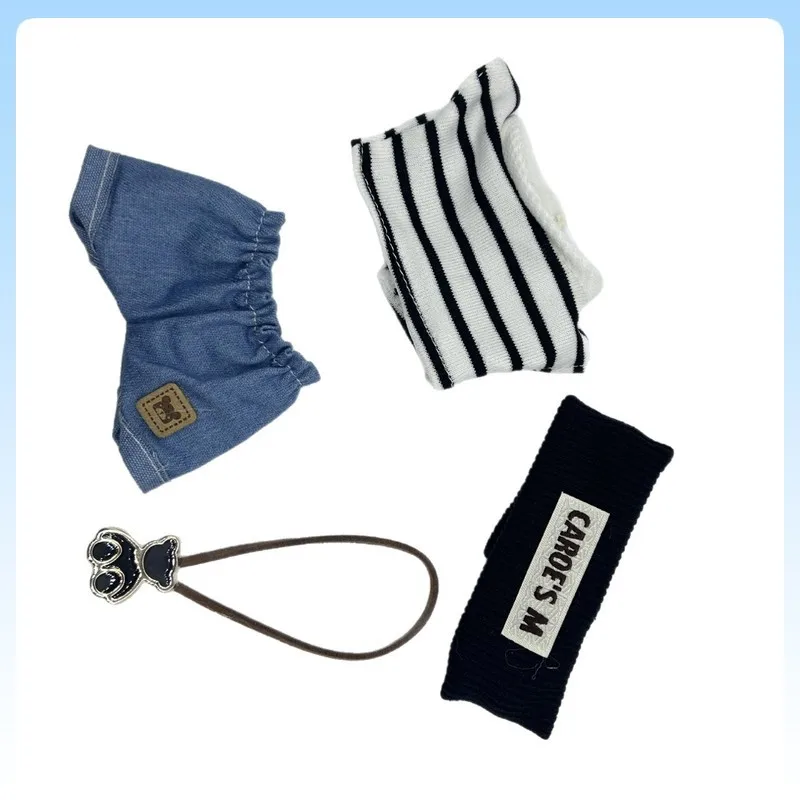 

Suitable For 17cm Labubu Doll Clothing Striped Fashion Set Compatible With V1 V2 V3 Versions Trendy Streetwear Doll Outfit