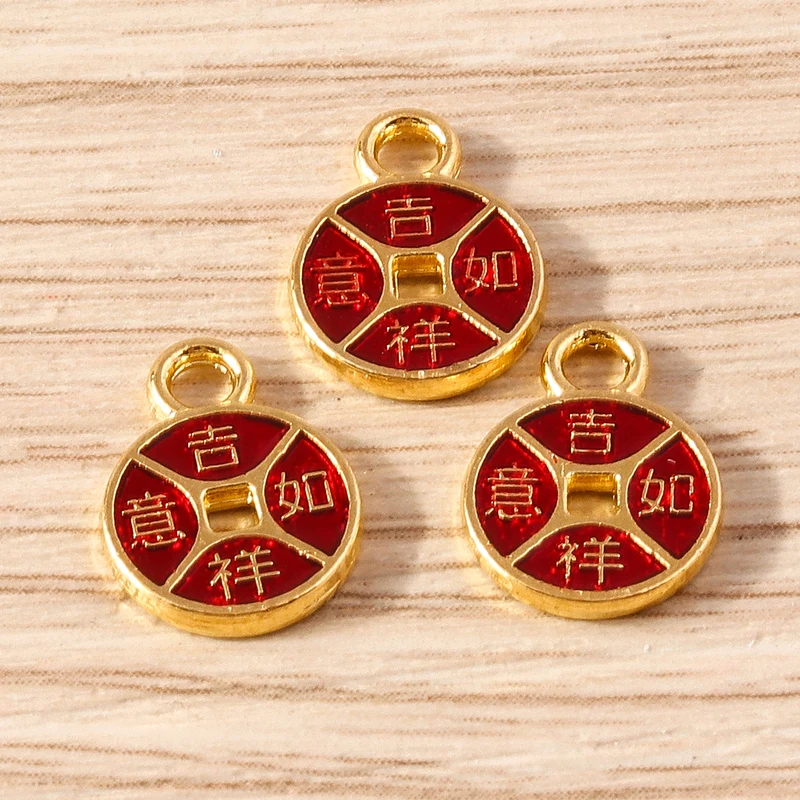Tusember 10 Stück traditionelle chinesische Glücksbringer aus Jade für die Schmuckherstellung, Ohrringe, Halskette, Armband, DIY – Detail 8
