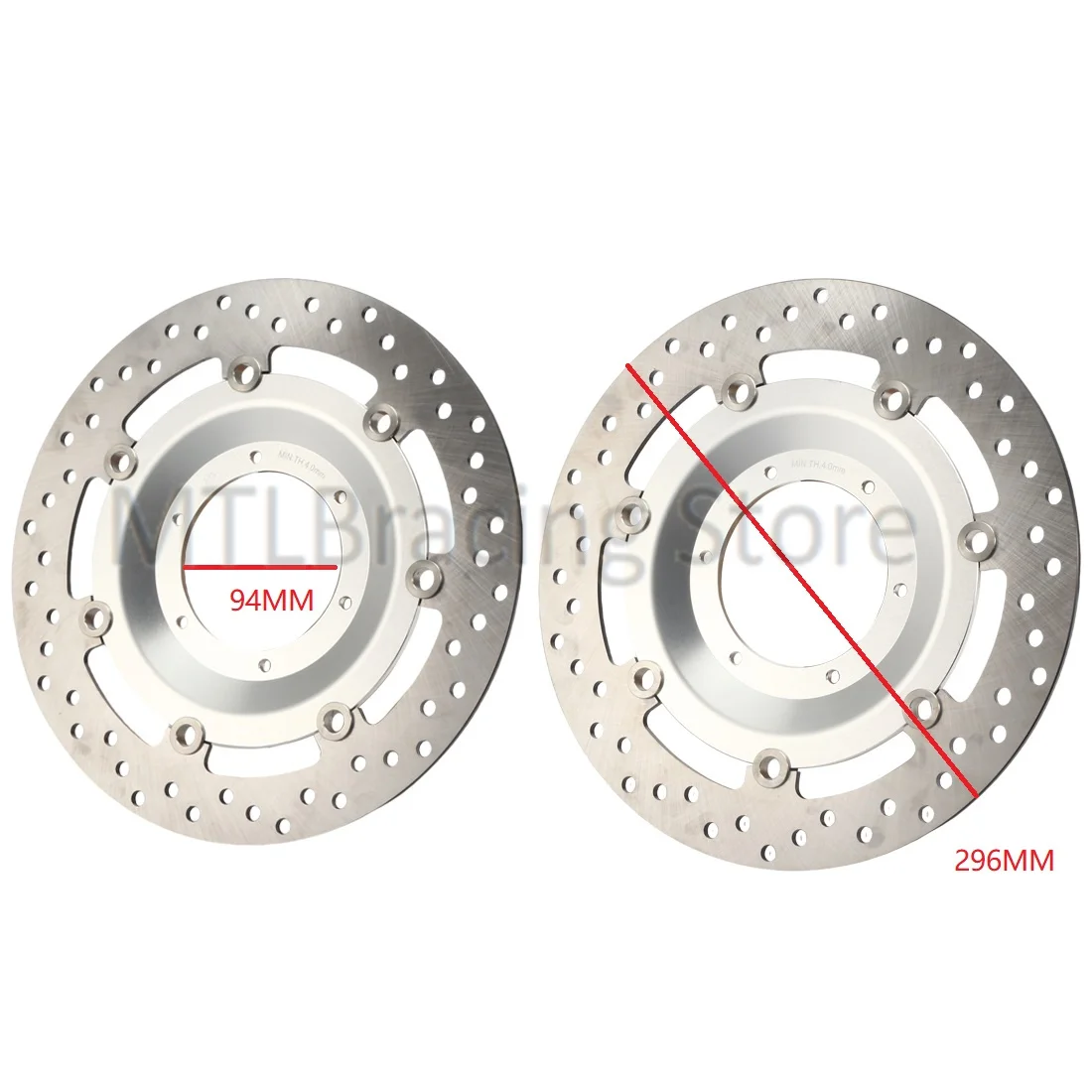 Rotor de disque de frein de roue avant, paire argentée, 296mm, HONDA Vcruc1800 2002-2008, 2003, 2004, 2005, 2006, 2007, 45120-MCH-003, 45220-MCH-003