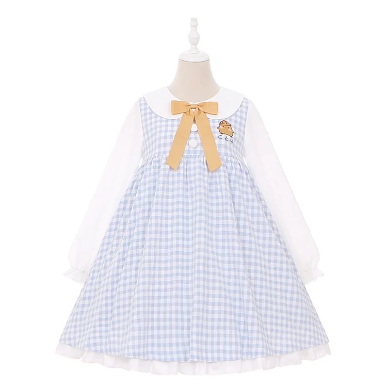 Abito da asilo in stile coreano giapponese Abito scozzese ricamato con pulcino JK Abito da marinaio uniforme Evento primaverile Stile carino Originale