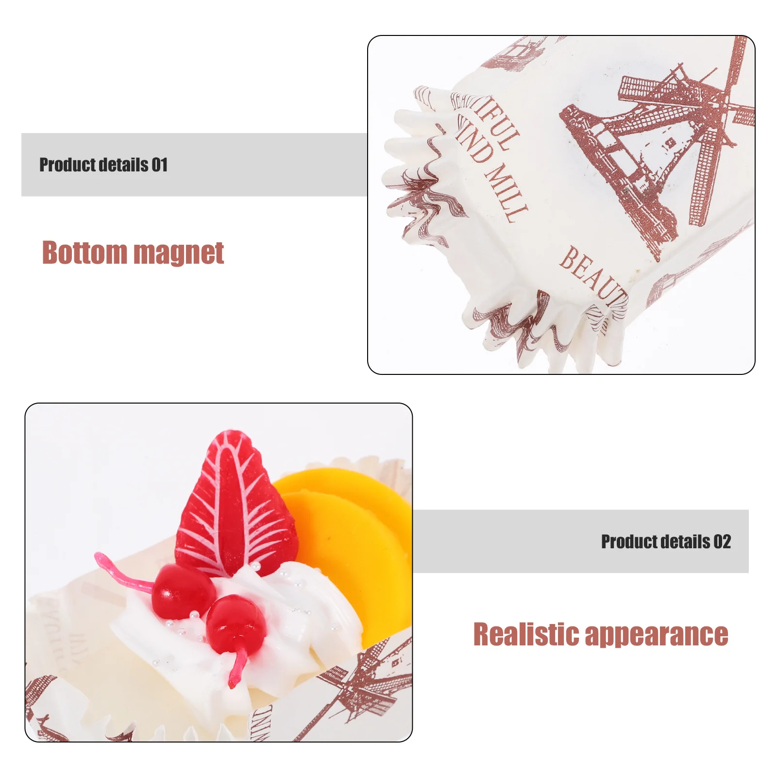 6pcs Paper Cupcake Decor Realistic Faux Desserts Mini Baking Decorations For Tea Party Wedding Fridge Accessories Kitchen