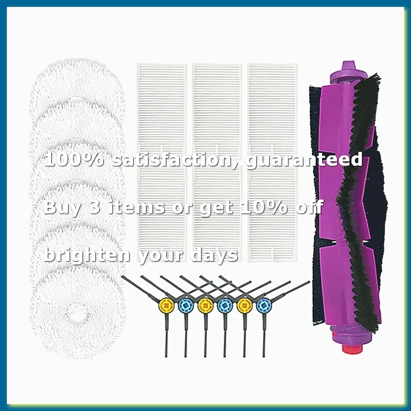 19PCS for V12 Robot Vacuum Replacement Parts Accessories Main Roller Side Brush Hepa Filter Mop Cloth