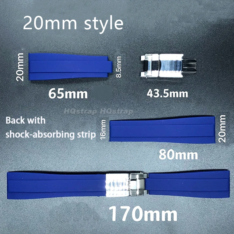 20mm Silicone Watch Strap Rubber Watchbands for Rolex Bracelet Waterproof Sport Wristband for Seiko Universal Replacement Belt