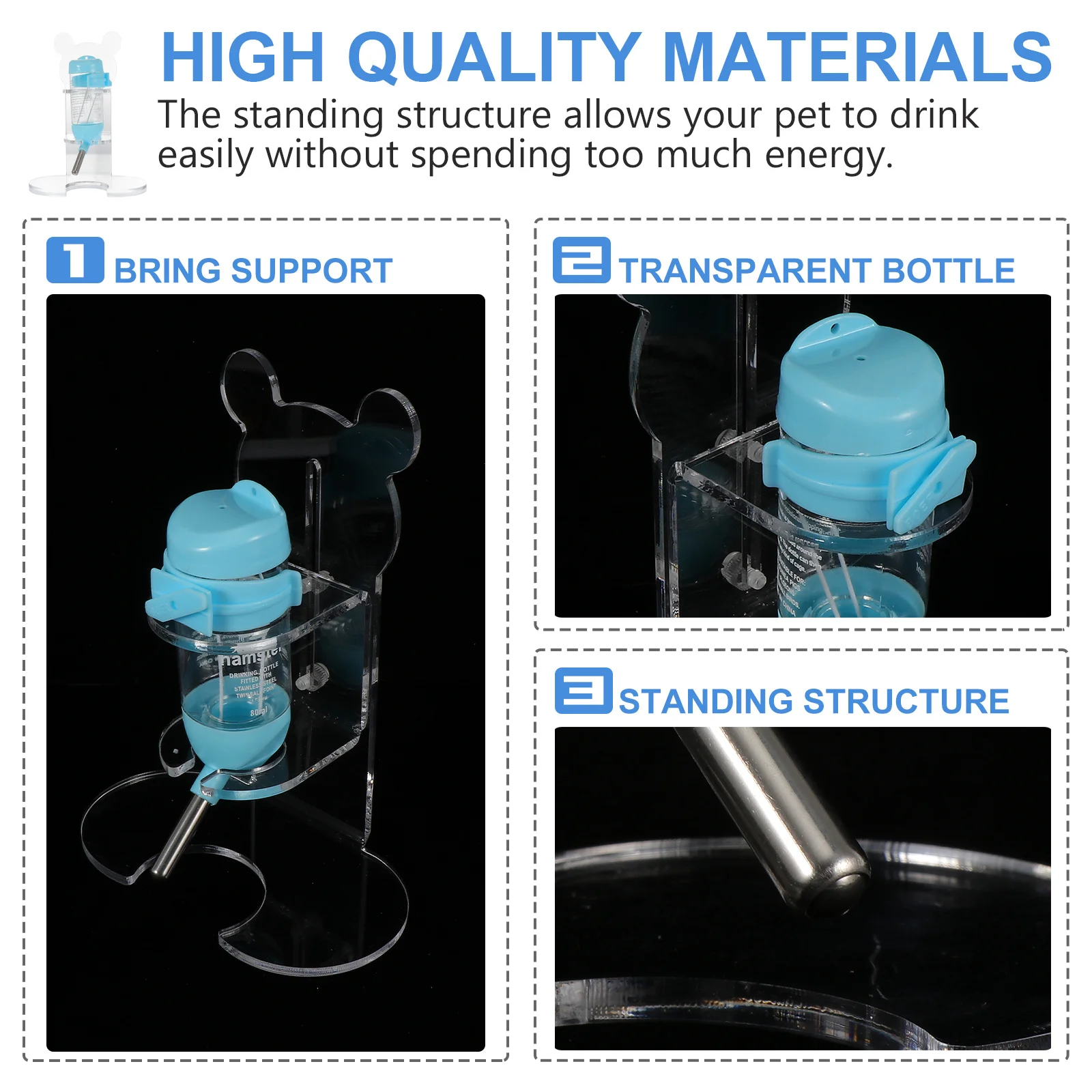 

1 set Pet Drinking Bottles Hamster Waterer Transparent Leak-Proof Design For Small Pets Easy Use Cage Accessories Rabbit Water