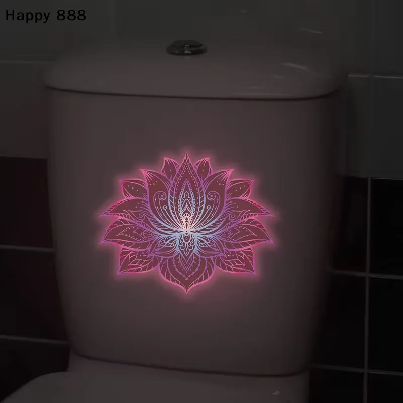 Im Dunkeln leuchtende Lotus-Toilettenaufkleber: Abnehmbare und selbstklebende Dekorationen für Badezimmer zu Hause