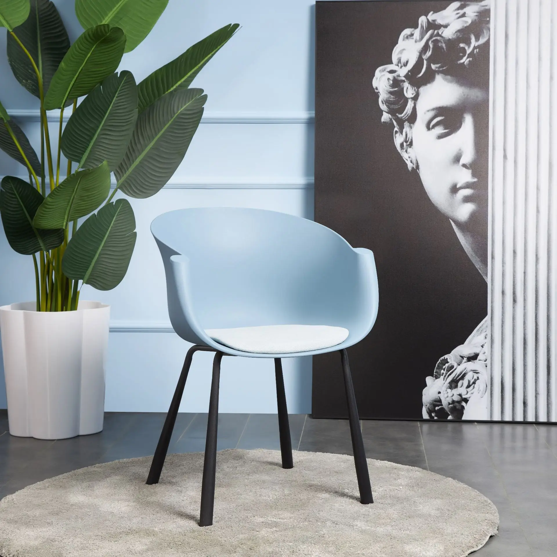 Nordic modern minimalist home chair with armrest and armrest, iron decorative office chair
