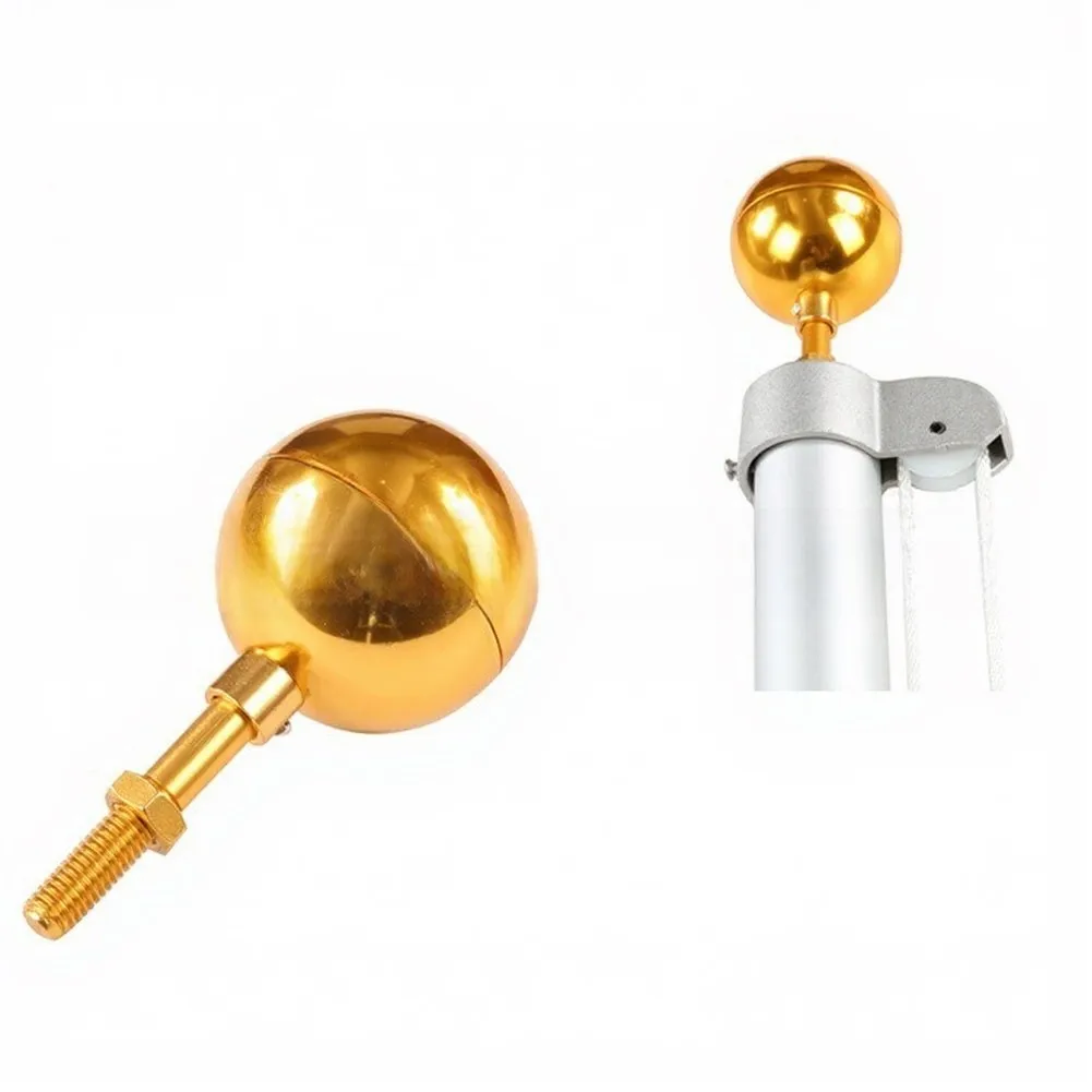 Outdoor Flagpole Gold Ball Top Accessory 3 inch Diameter Aluminum Construction for Flagpole Height 20ft to 40ft