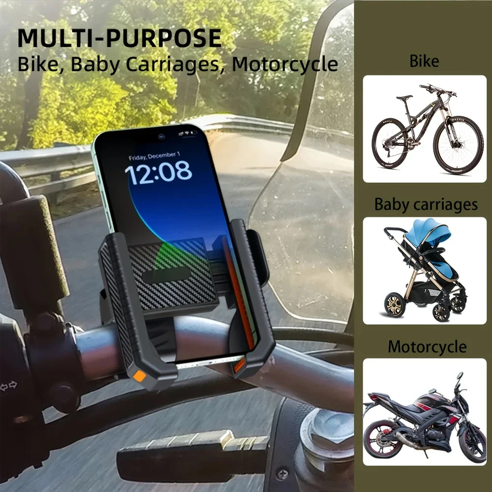 

Motorcycle Phone Holder Half Enclosure Design Universal Bike Bicycle Phone Mount Quick Lock for IPhone 17 Samsung 4.5"-7" Phones