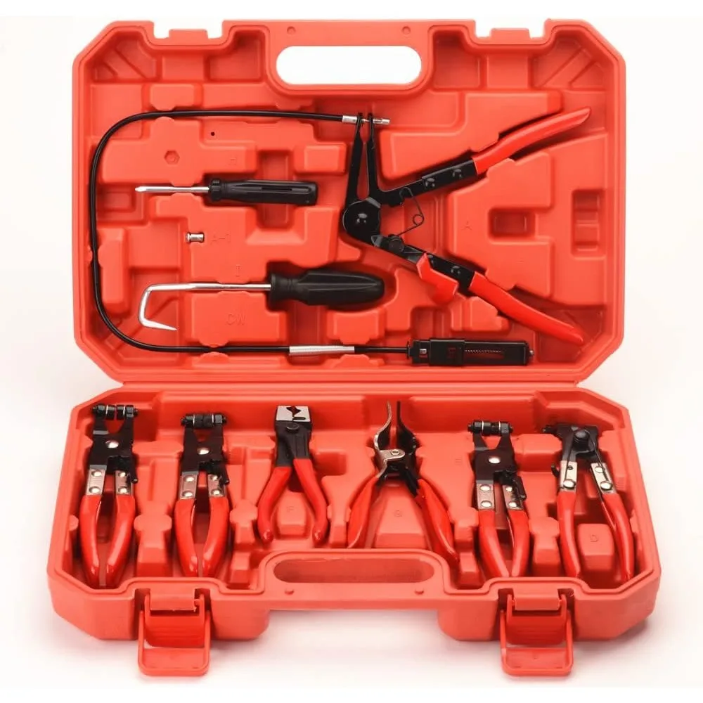 

FLZOSPER 9 шт. Плоскогубцы для хомутов, плоскогубцы для гибких проводов с длинным выходом, поворотные губки типа R и плоские плоскогубцы для топливного масла и