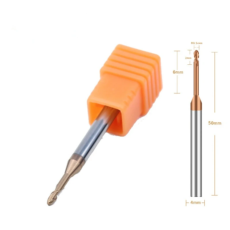 HRC55 Extra Long Ball Nose End Mill Ball End Mills Milling Machine 2 Flutes Woodworking Tools CNC Finishing Machining Endmills