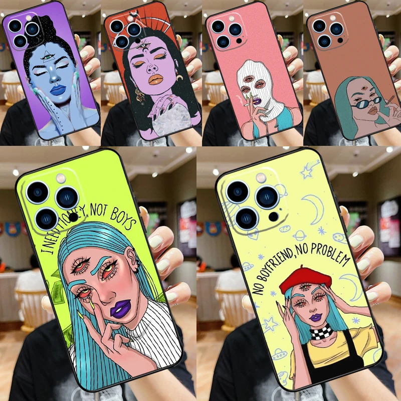 Three Eyed Girl Aesthetic Soft Case For iPhone 16 15 Pro Max 14 Plus 13 12 Mini 11 XS Max X XR 7 8 Back Cover