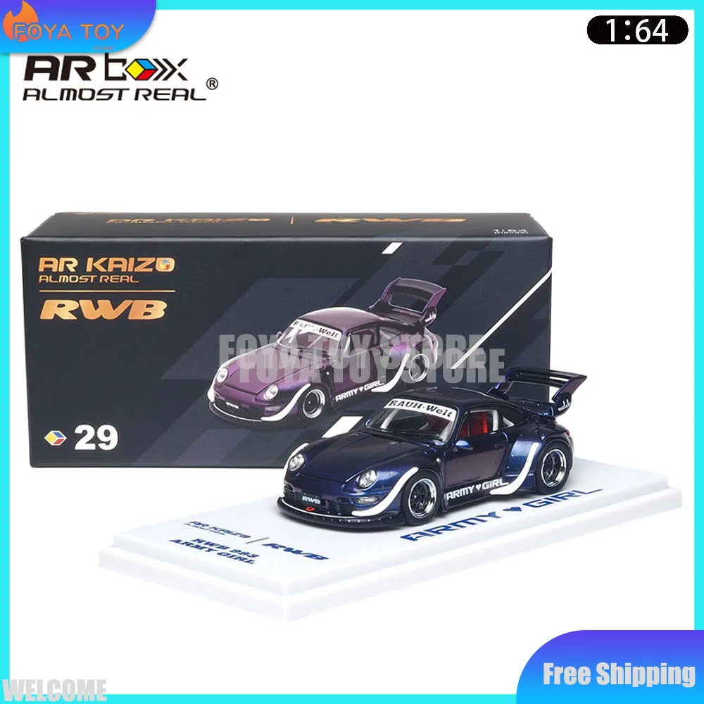 new-original-1-64-almost-real-car-model-rwb-993-army-gir-ar-box-purple-alloy-car-model-desktop-ornament-boys-gift