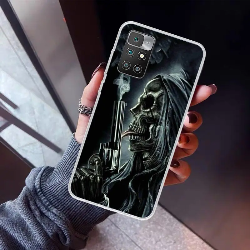 Reaper Skull Skeleton Gun Phone Case For Xiaomi Redmi 12C 12 10C 10A 10 9C 9A 9T 9 8A 8 7A 7 6A 6 Pro K60 K40 K20 S2 Print Funda