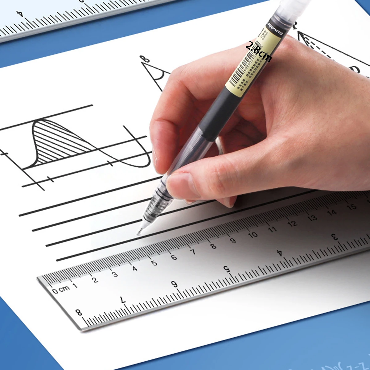 15/20/30cm Transparent Plastic Ruler Blue Color Simple Style Portable Tool Cute for Student School & Office Stationery