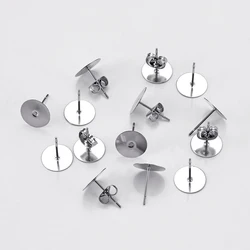 100pcs 50pcs Stainless Steel Gold Earring Studs Blank Post Base Pins With Earring Plug Findings Ear Back For DIY Jewelry Making