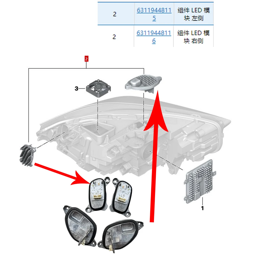 Original White lightsource LED Headllight DRL Turn Signal Module 63119448115 63119448116 For BMW 1' F40 118i 2' F44 228IX M235IX