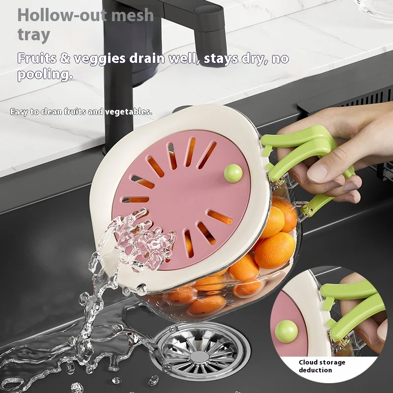 

Home Use Drain Basket Cute Fruit Basket Water Drainage Freshness Preservation Two-in-One Thickened Dehydration
