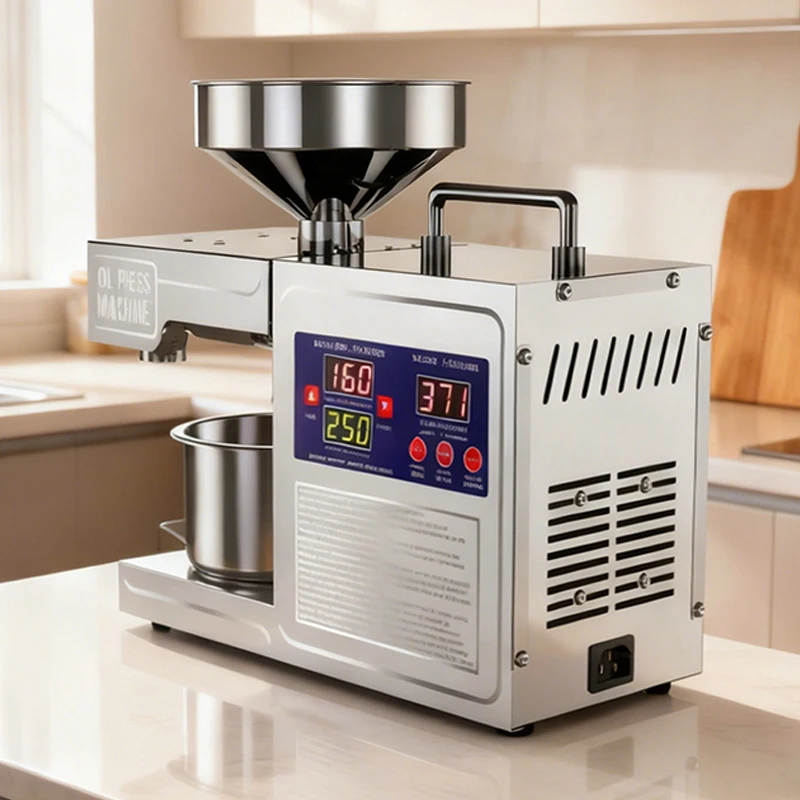 

Умный масляный пресс из нержавеющей стали, цифровая панель контроля температуры, масляный пресс, холодный и горячий двойной пресс для различных семян орехов, домашнего использования