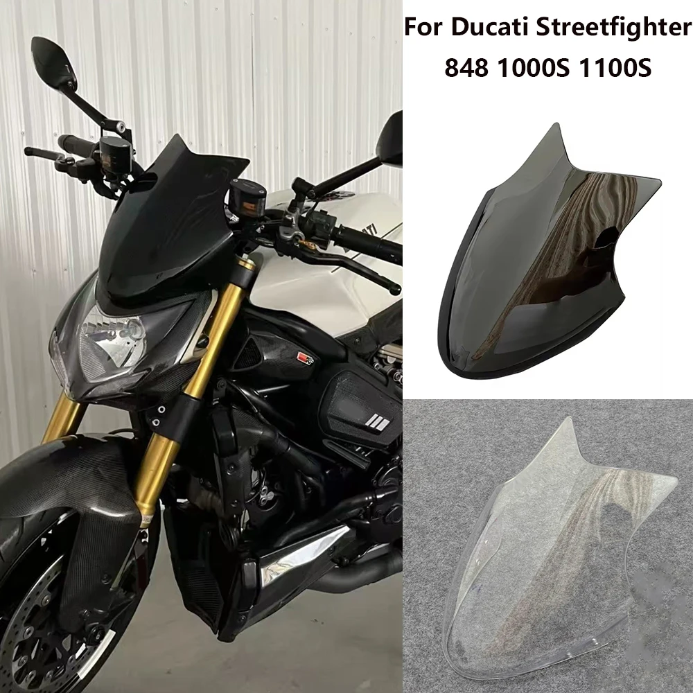 Motorcycle Windshield Windscreen Screen For Ducati Streetfighter 848 1000S 1100S Black Clear Accessories Viser